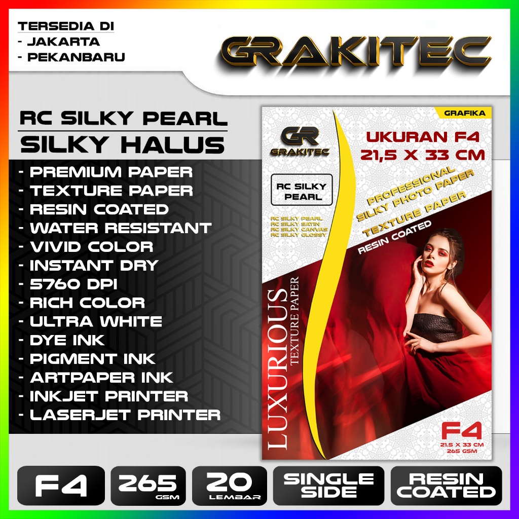 

Kertas Foto Silky Texture F4 Professional Silky, Glossy Photo Paper 265 Gsm Motif Pearl, Canvas, Satin / Luster Resin Coated