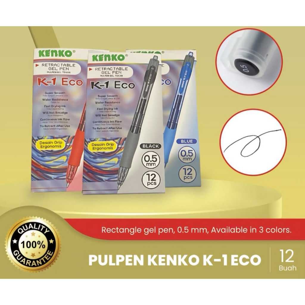 

Kenko Pulpen K 1 Eco / Gel Pen K 1 Eco Retractable ( Harga 1 Pack isi 12 Pcs )