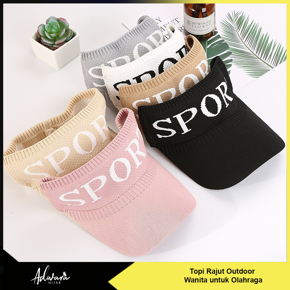 Topi Rajut Outdoor Wanita untuk Olahraga Motif SPORT