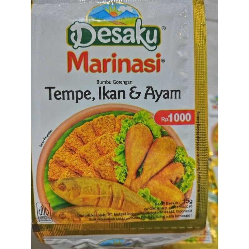 

Desaku Marinasi bumbu tempe,ikan&ayam kemasan 1000 an 1 renceng isi 12 pcs