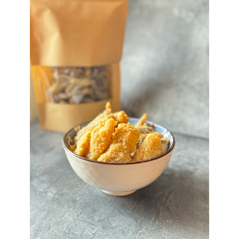 

Crispy Salmon skin Salted Egg / Cheese / Cemilan snack kulit salmon