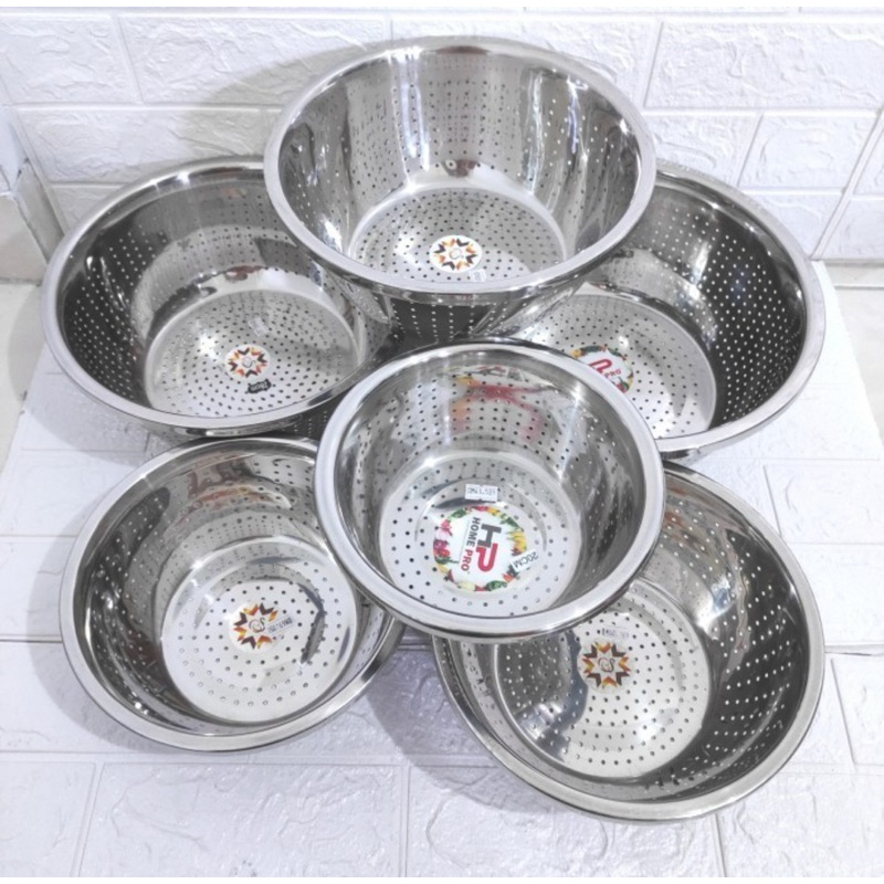 BASKOM LUBANG STAINLESS / Bakul Saringan Stainless Baskom Tirisan Sayur