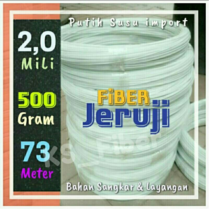 FIBER SANGKAR, FIBER LAYANGAN NAGA, FIBER JERUJI 2,O MILI PUTIH SUSU 500 GRAM PANJANG 73 METER