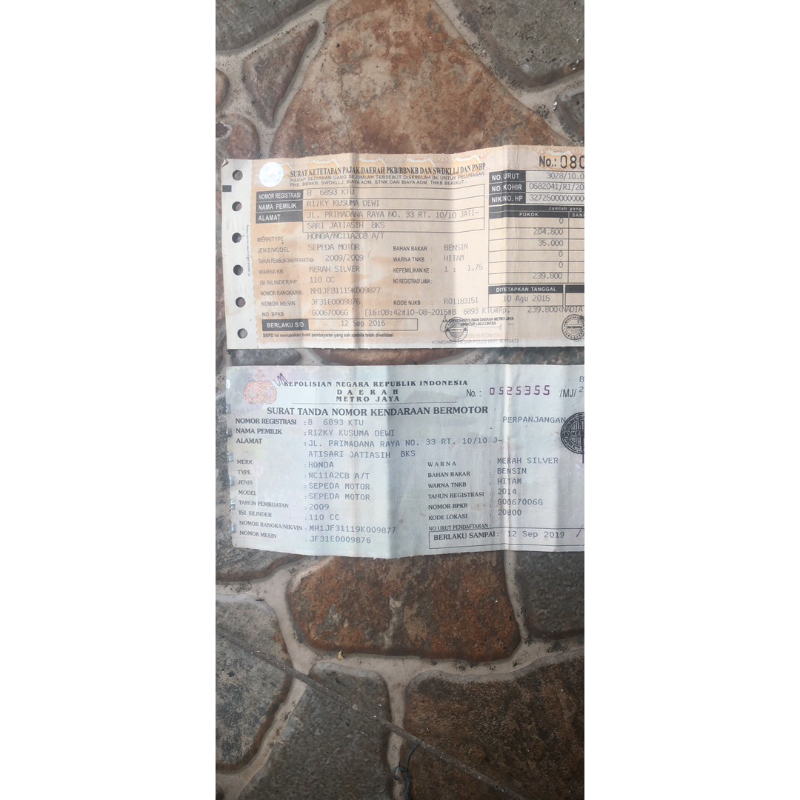 STNK Vario Techno 110 Karbu