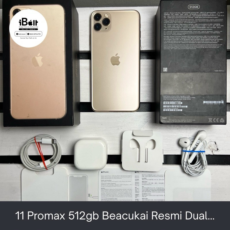 Iphone 11 Promax 512gb Bh 80% Ori, Inter Beacukai Resmi Terdaftar, Kode ZA/A m, Dual Sim Kartu Fisik