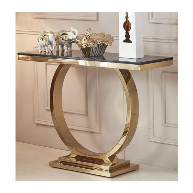 meja consul stainless// meja gold marmer