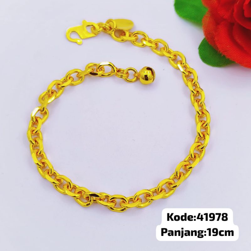 Gelang wanita model nori polos lapis emas anti karat
