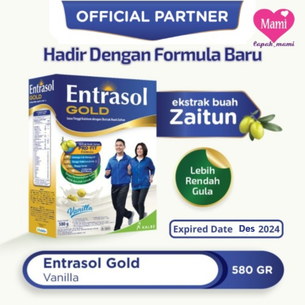 

Entrasol Gold Vanila 580g Susu Tinggi Kalsium Dengan Pro-fit Formula Untuk Tulang Lebih Kuat Nov 24