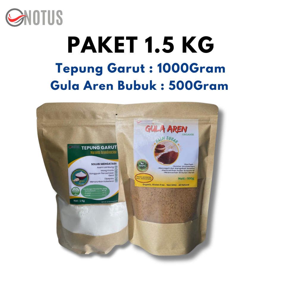 

Paket Tepung Garut /Irut Asam lambung 1 kg dan Gula Aren Semut / Bubuk 500Gram