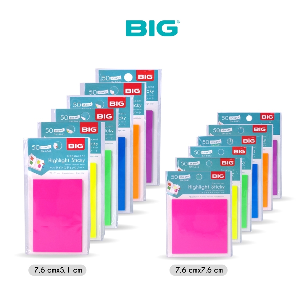 

[1 Pcs] Sticky Note Memo Stick Tempel Plastik BIG Transparan Warna 76x51 / 76x76