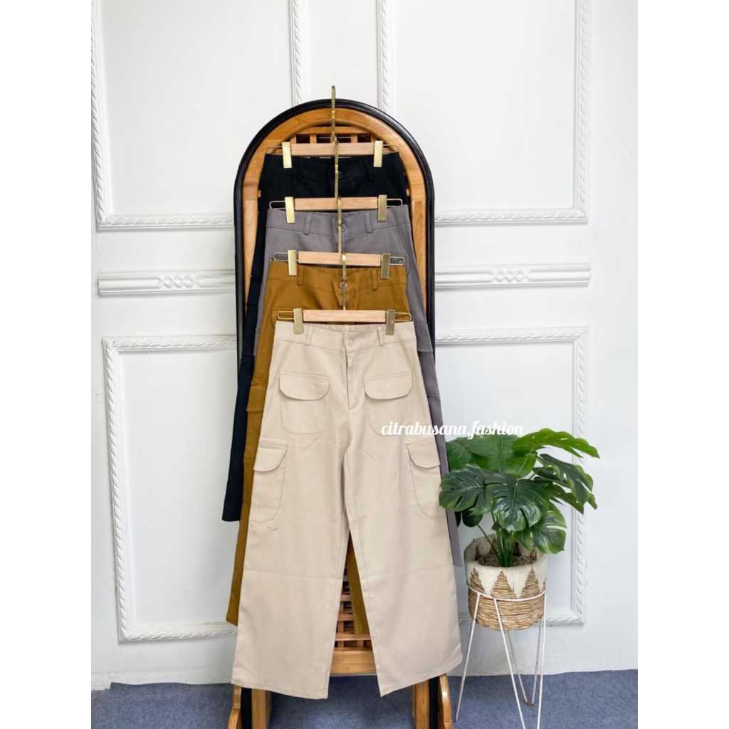 Minji Kulot Cargo Pants Cotton Twill Combed