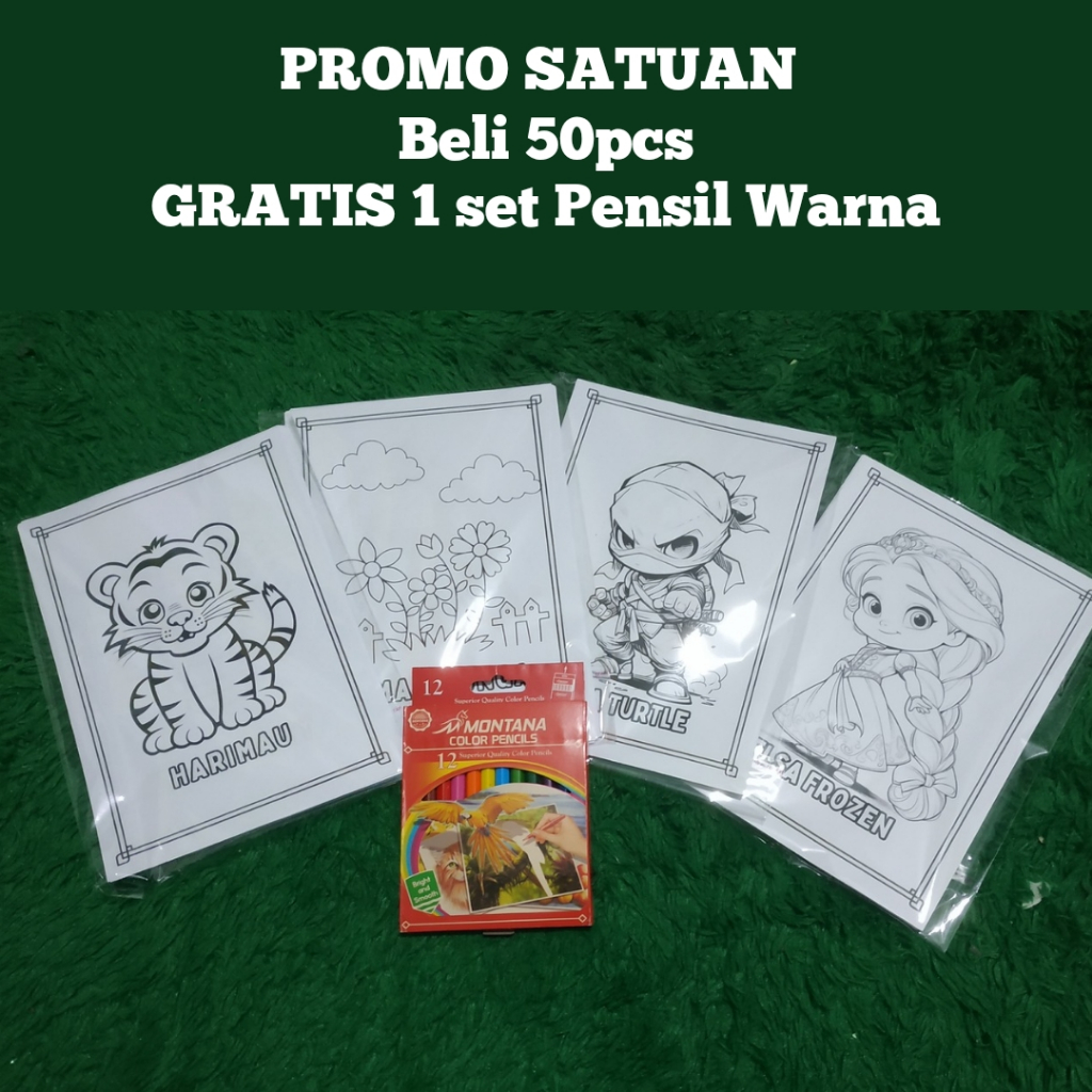 

PROMO Lembar Gambar / Kertas Gambar Mewarnai -SATUAN Seri CODE 1 Kertas HVS A5 80gsm-Tebal Harga satuan