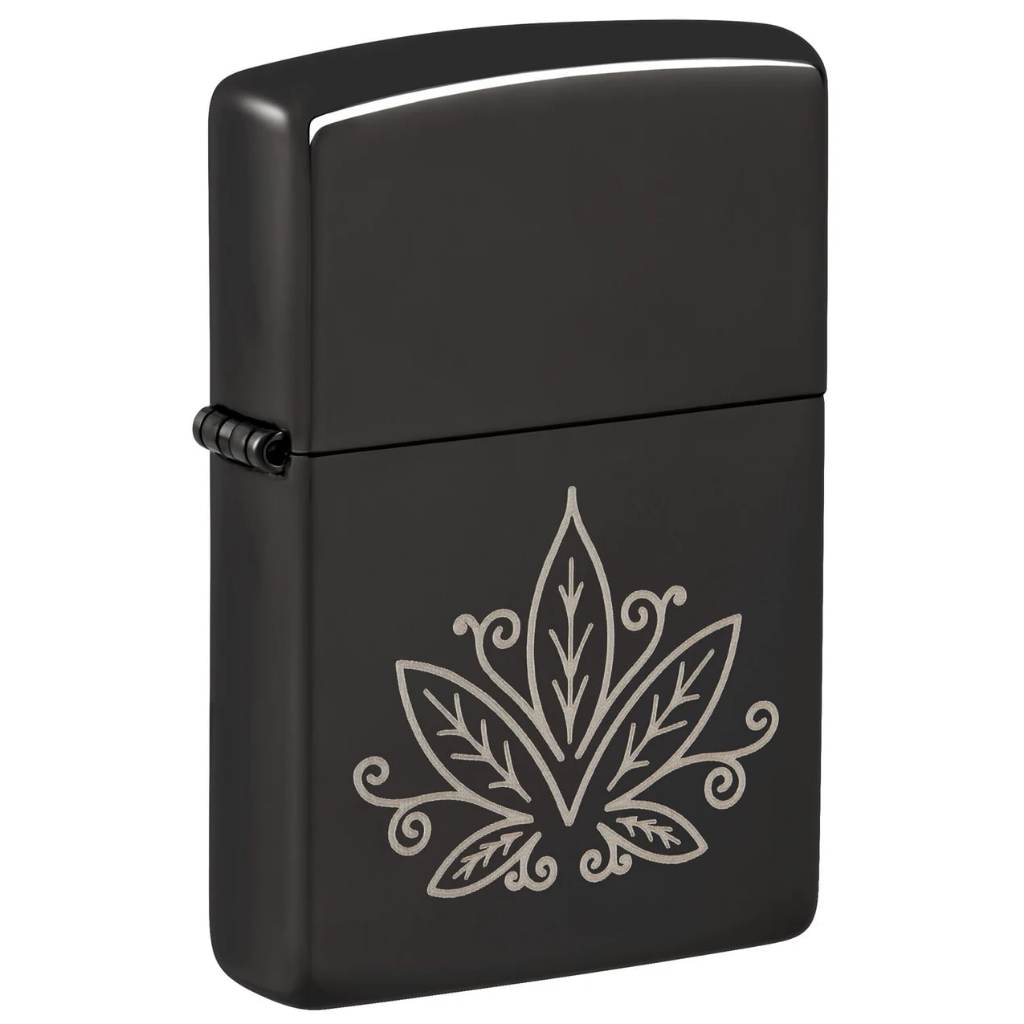 Zippo 48926 C4nnab1s Le4f, High Polish Black