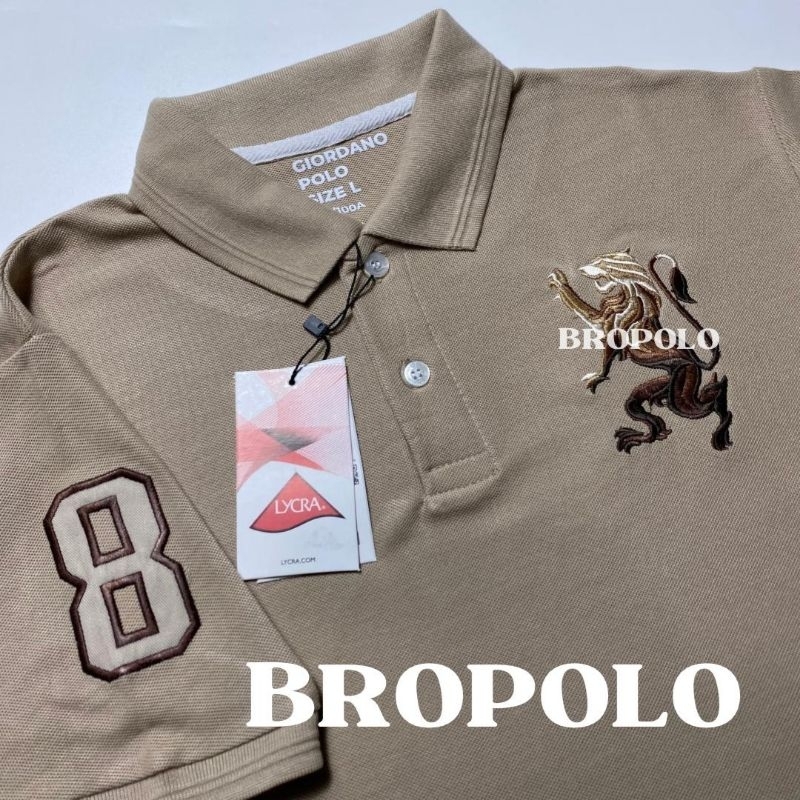 Kaos Polo Shirt Pria Kaos Kerah GIORDANO 3D LION Premium Pink
