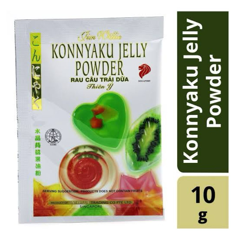 

Jim Willie Konnyaku Jelly Powder / Agar Agar 10gr IMPORTED SINGAPORE Tidak berwarna