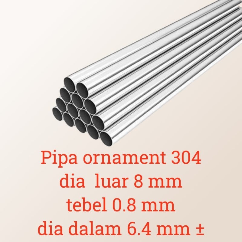 pipa 8 mm stainless steel 304