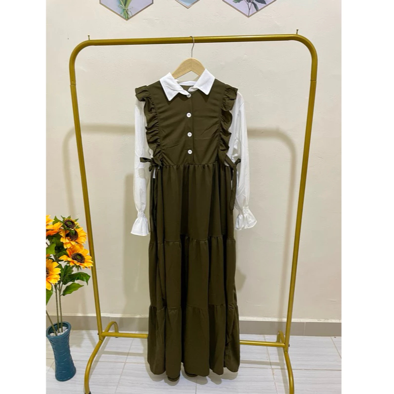 Tiara Dress Gamis Polos Premium Model Rempel Terbaru