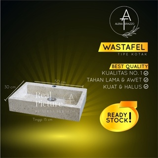 WASTAFEL TERASO KERAMIK MINIMALIS MARMER CUCI TANGAN WASTAFEL KOTAK VARIAN BATU HITAM ALENA TERAZZO
