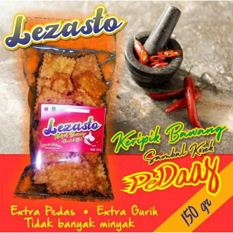 

keripik bawang lezasto sambel kosek