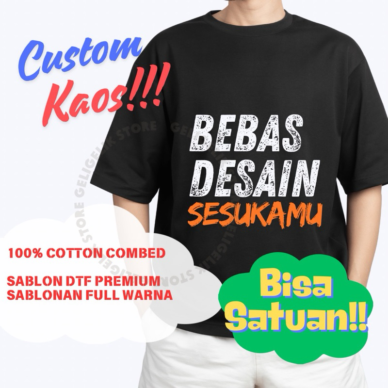 KAOS SABLON CUSTOM SATUAN DESIGN SENDIRI SABLON FOTO GAMBAR FAMILY GATHERING BIRTHDAY BAJU KARAKTER 