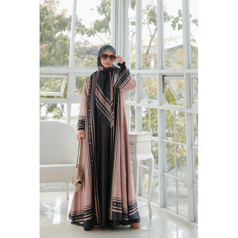 GAMIS SET OUTER KAROMAH   +SCRAF  BY AURAKAY SYARI  /BUSANA MUSLIMAH MEWAH ELEGENT ORIGINAL L