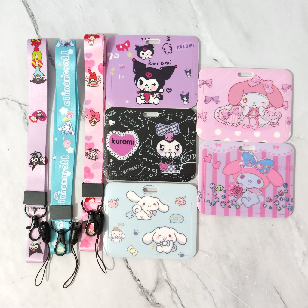 

Kalung Lanyard Kartu Sarnio Sanriyo Sanryo Zanrio / Name Tag Holder Moroll Kurom Melody Horizontal