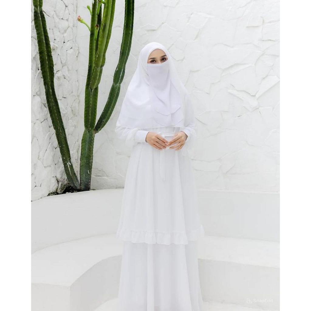 Hawa Dress Gamis Ceruty Hitam Polos Premium | Set Hijab Modis | Busui Friendly untuk Acara Pesta