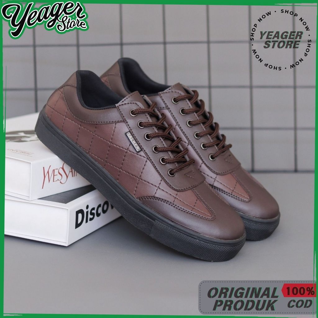 YEAGER - Ped All Brown Series Sepatu Sneakers Pria Kulit Casual
