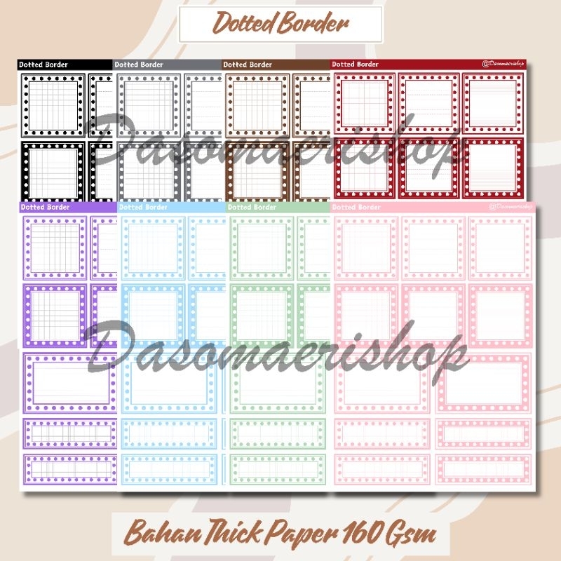 

Deco Paper Aesthetic Dotted Border Set 8 Pcs Kertas Dekorasi Journaling Scrapbook Handmade by Dasomaerishop