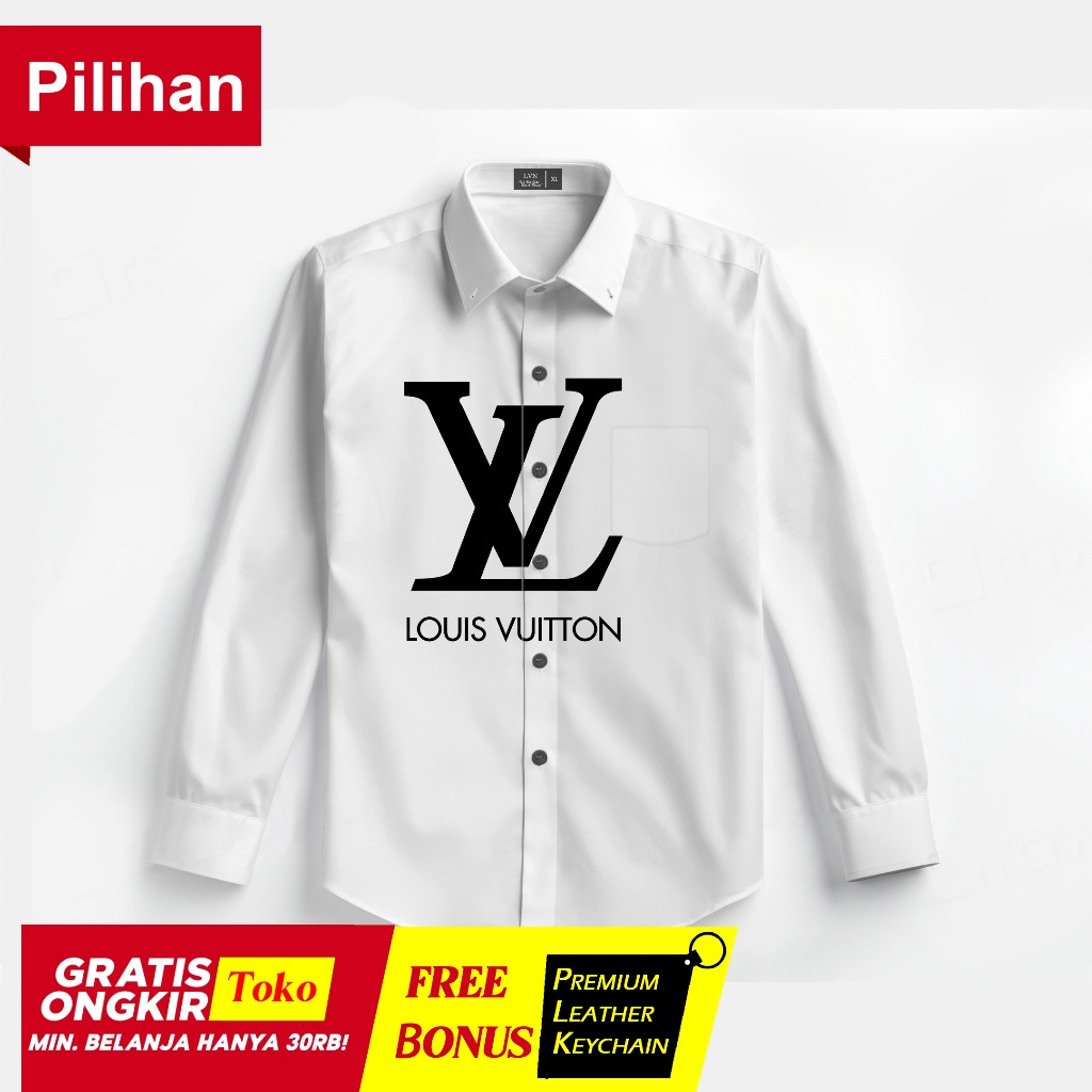 LVN - Kemeja Motif LV Louis Vuitton Kemeja Lengan Panjang Kemeja pria Wanita Kemeja Unisex Kemeja Br