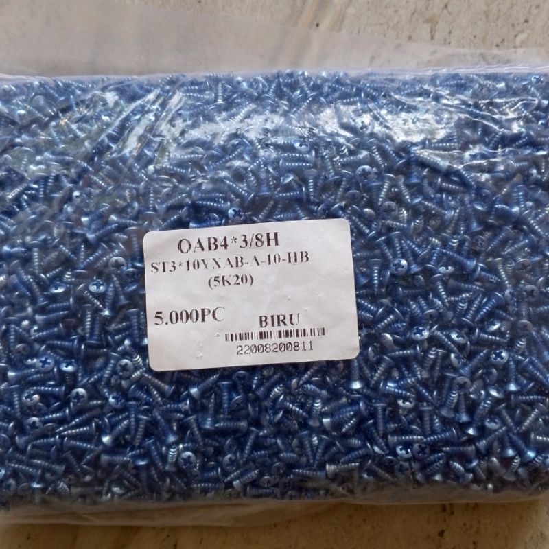 (OAB 4x3/8) Sekrup Skrup Baut Tapping Kepala OAB 4x3/8 isi 5000 Sekrup Rakit Sekrup Aluminum Sekrup