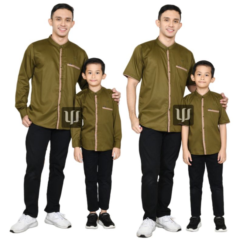 ALWAASI' Koko hijau ARMY couple dewasa ayah dan anak laki laki lengan panjang pendek (satuan terpisa