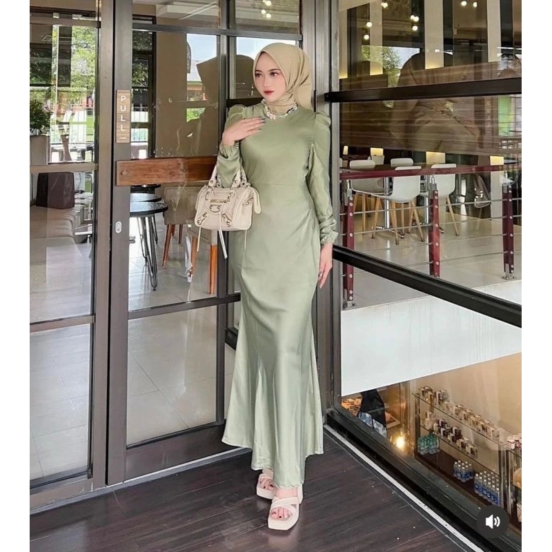 ELORA DRESS SATTIN SILK PREMIUM, Dres kondangan remaja/wisuda.