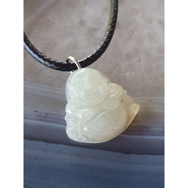 #8611 - Grade A China Giok Happy Buddha Liontin Jade Jewelry Necklace Kalung Pendant Gift Asli Fashi