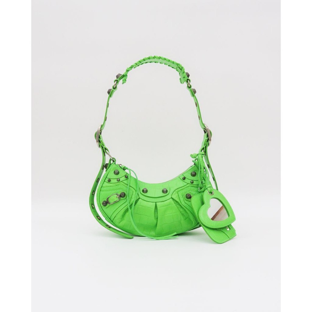 Tas Wanita Blcg Le Cagole XS Croco Acid Green Original