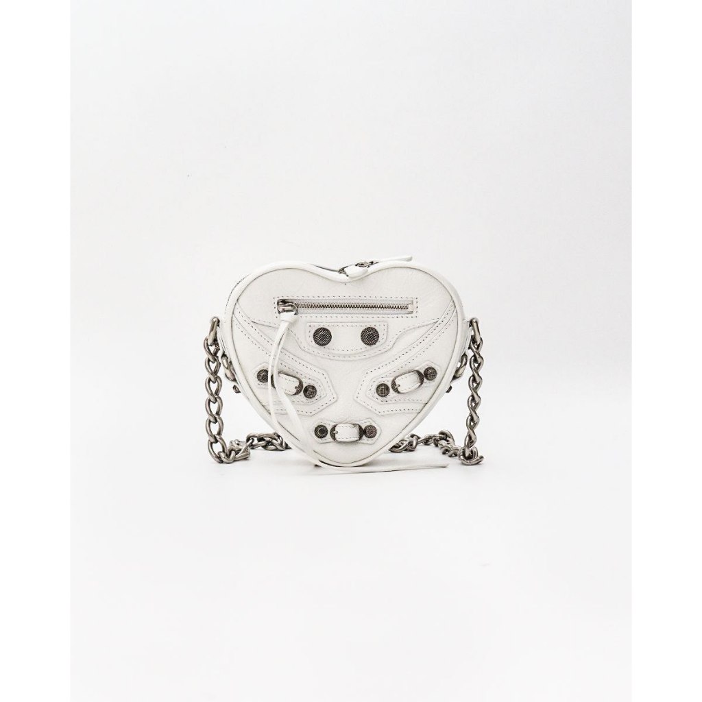 Tas Wanita Blcg Le Cagole Heart Mini Leather White Original