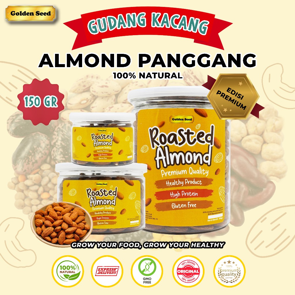 

[EDISI PREMIUM] KACANG ALMOND PANGGANG 150 GRAM - ROASTED ALMOND 150 GR