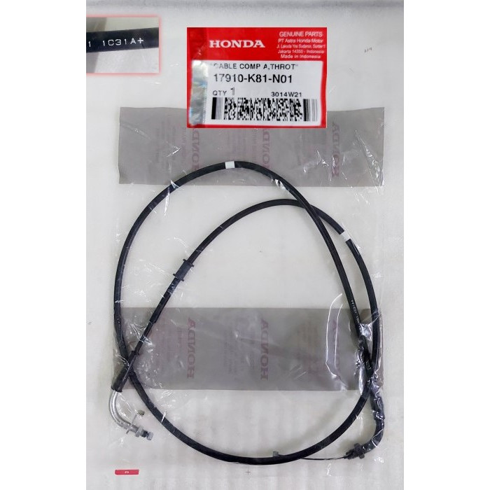 17910-K81-N01 Kabel Gas Honda Beat Fi Esp Halus 2015, Beat Esp 16 2016 sd 2019 Bagian A AHM ORI