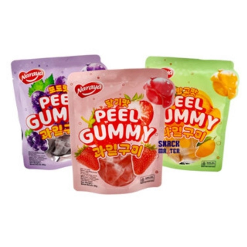 

Naraya Peel Gummy Permen Jelly Kupas Mangga,Anggur,Strawberry 80g