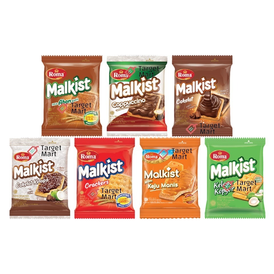 

Roma Malkist Crackers Abon Coklat Kopyor Coklat Kelapa Keju Manis Renceng - Isi 10 sachet