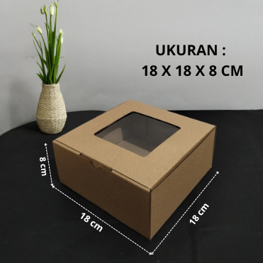 

( 10 Pcs ) Kardus Karton Box Kotak Kue Hampers 18 cm x 18 cm x 8 cm kaca