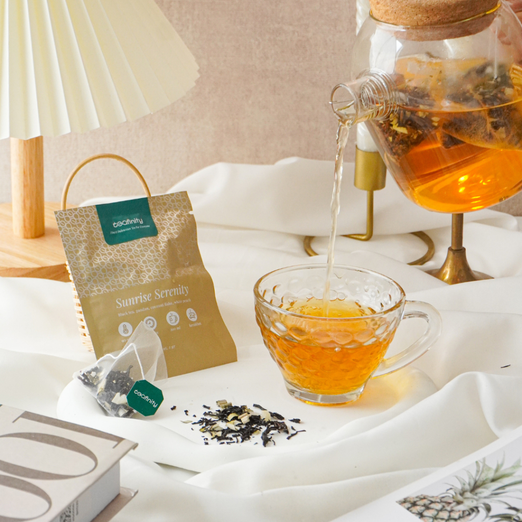 

Teafinity Tea Blend Singles Sunrise Serenity black tea pandan coconut peach