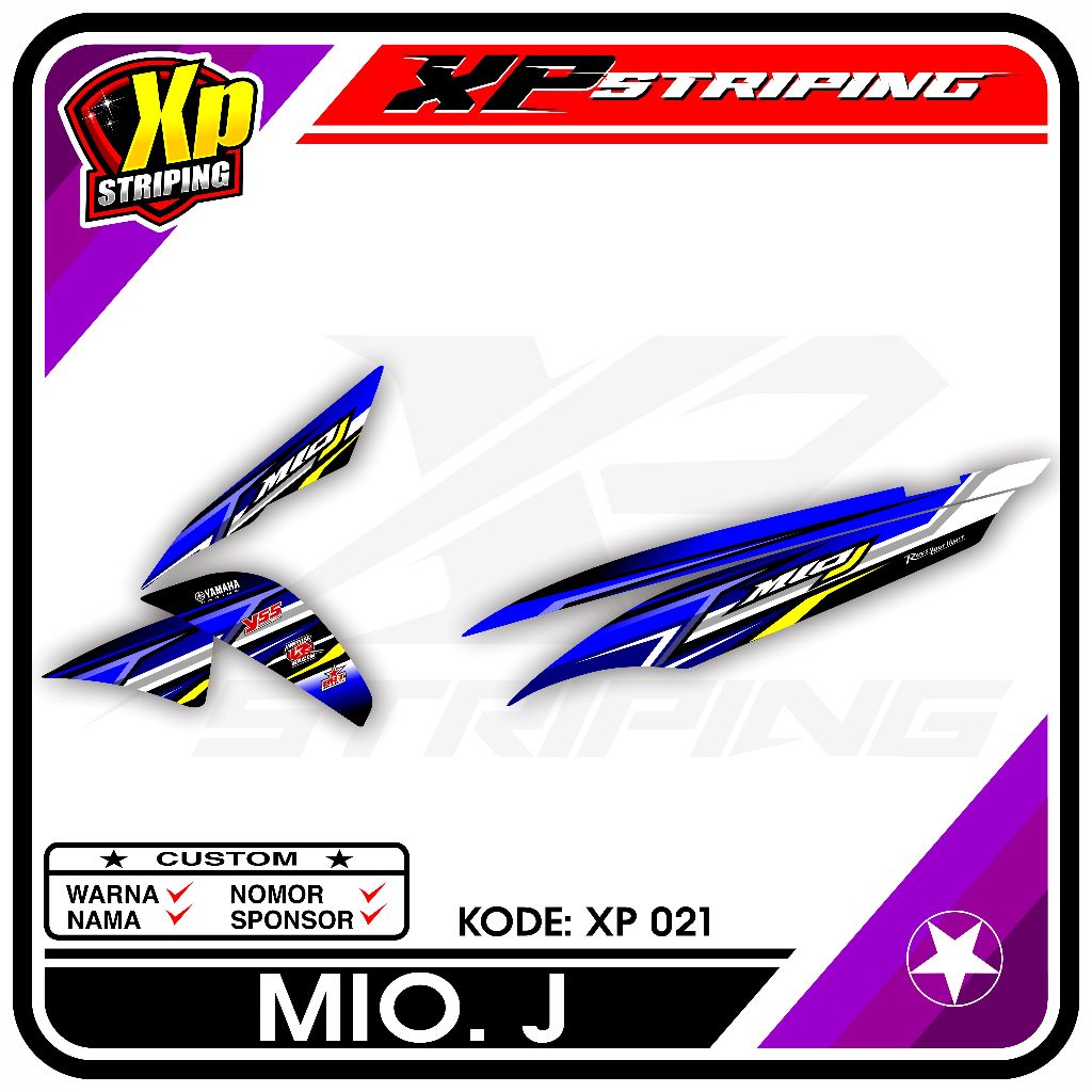 Striping Yamaha Mio J - Sticker Striping Yamaha Mio J Desain Racing XP.21