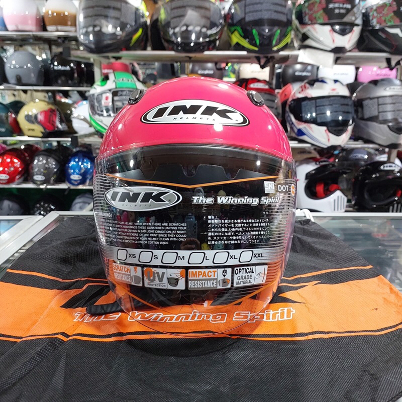 Helm Half Face INK Centro Warna Pink Magenta Glossy / Merah Magenta Glossy