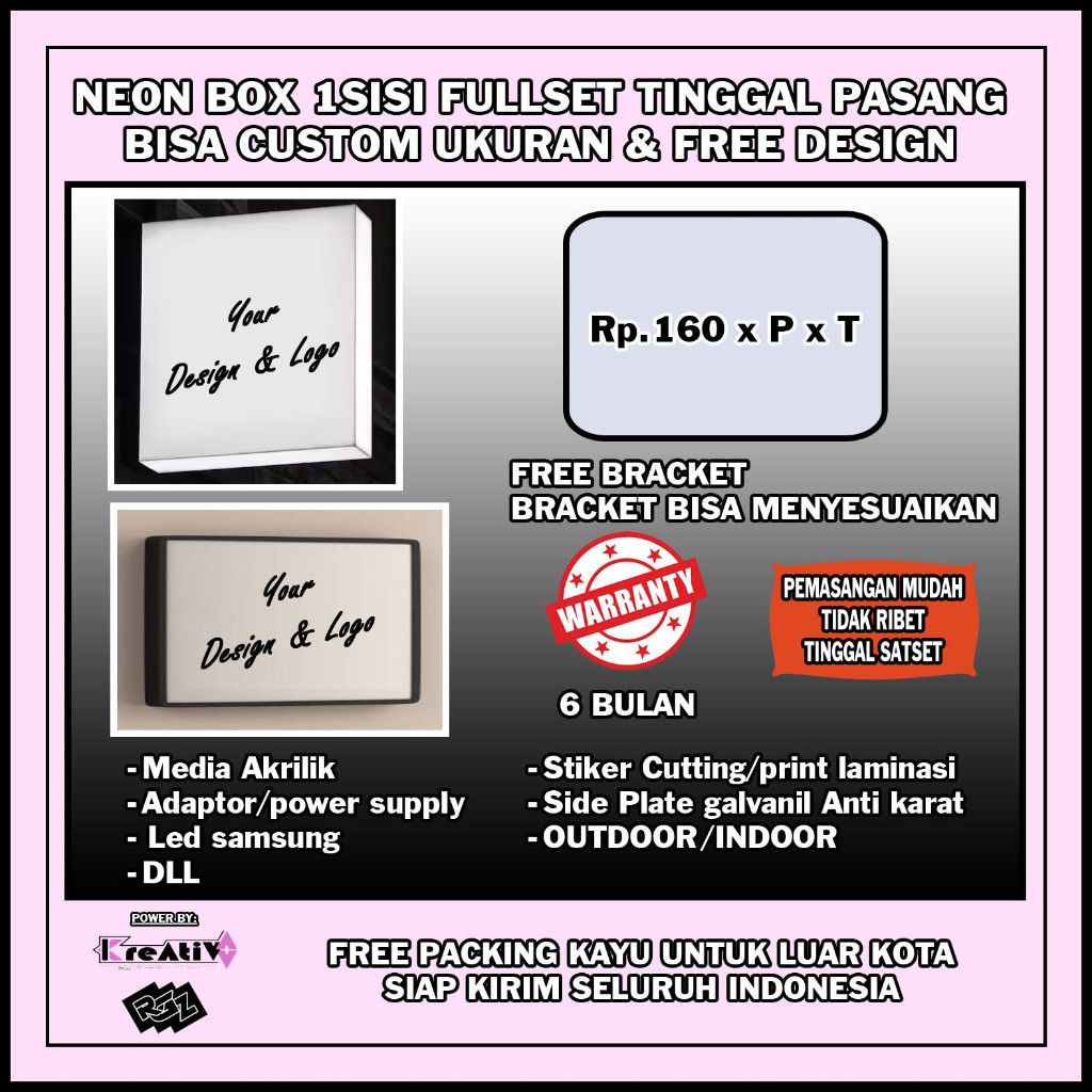 neon box kotak 1sisi neonbox kotak satu sisi
