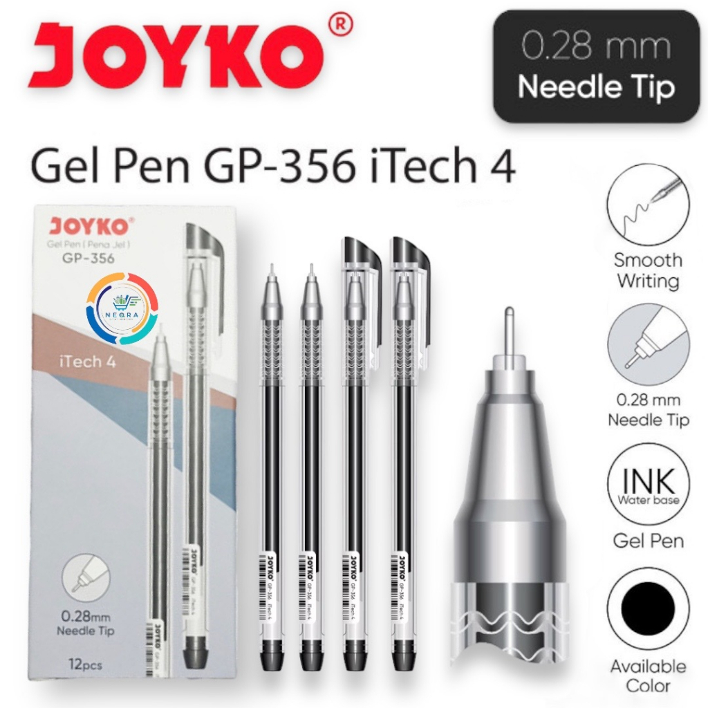 

JOYKO Gel Pen iTech GP-356 Needle Tip 0.28 mm Warna Hitam Tersedia 1 Pack (12 Pcs) / 6 Pcs / 3 Pcs