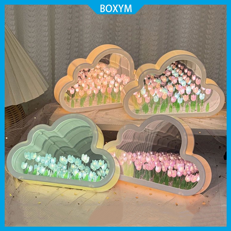 Lampu Cermin Tulip Lampu Awan DIY Led Lampu 20pcs Bunga Tulp Lampu Malam Handmade Hadiah untuk Pacar