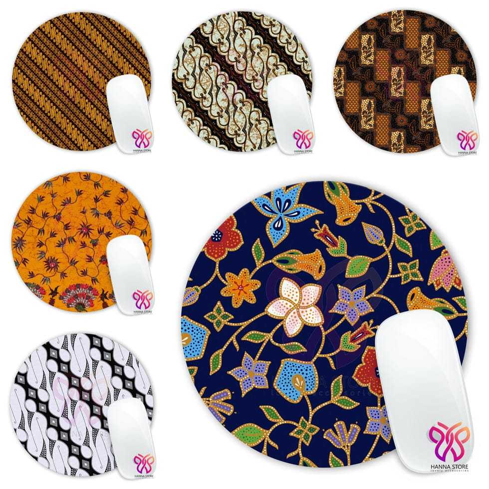 Mousepad Bulat Alas Laptop PC Motif Batik Jogja Solo Pekalongan