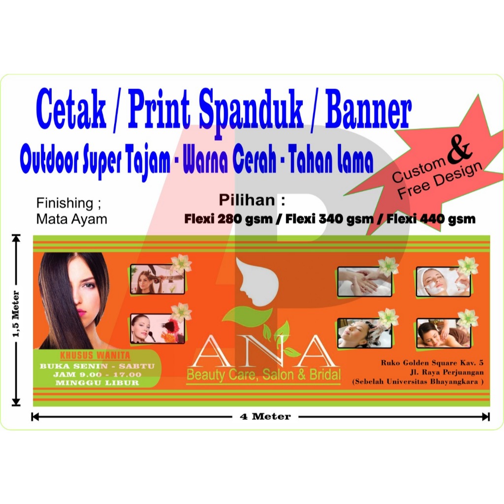 (AZKA PRINT) cetak spanduk banner salon / FREE DESIGN CUSTOM