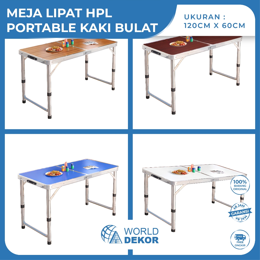 Meja Lipat Koper Hpl Meja Serbaguna Meja Lipat Portable Meja Kaki Bulat Meja Lipat Serbaguna Uk 120C